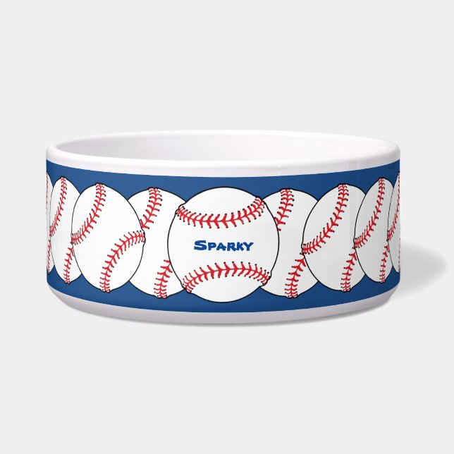 Patriotic Baseball Pet Bowl (Front)