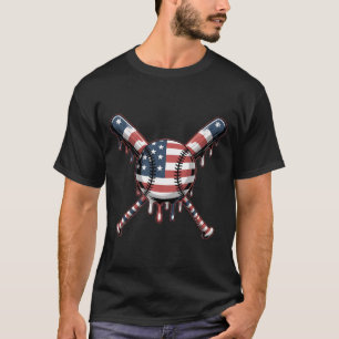 Patriotic Baseball Shirt American Flag Dripping Ba