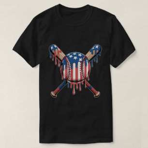 Patriotic Baseball Shirt American Flag Dripping Ba