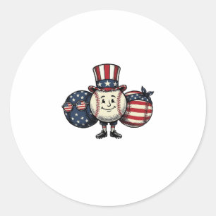 Patriotic Baseball Trio Vintage Vector Shirt_1 Classic Round Sticker