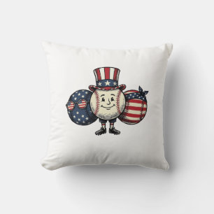 Patriotic Baseball Trio Vintage Vector Shirt_1 Cushion