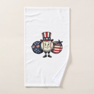 Patriotic Baseball Trio Vintage Vector Shirt_1 Hand Towel