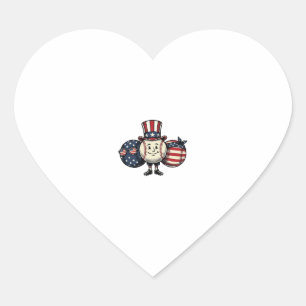 Patriotic Baseball Trio Vintage Vector Shirt_1 Heart Sticker
