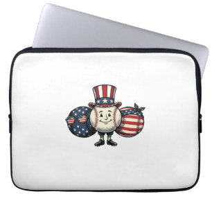Patriotic Baseball Trio Vintage Vector Shirt_1 Laptop Sleeve