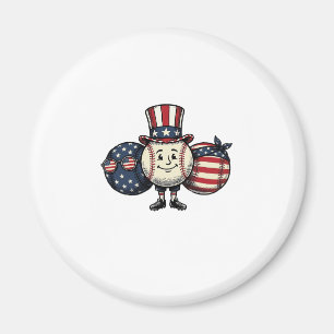 Patriotic Baseball Trio Vintage Vector Shirt_1 Magnet