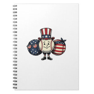 Patriotic Baseball Trio Vintage Vector Shirt_1 Notebook