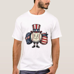 Patriotic Baseball Trio Vintage Vector Shirt_1 T-Shirt