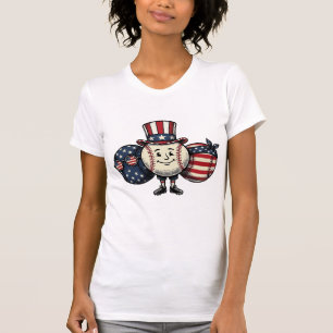 Patriotic Baseball Trio Vintage Vector Shirt_1 T-Shirt