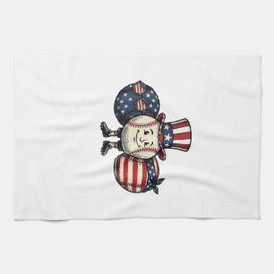 Patriotic Baseball Trio Vintage Vector Shirt_1 Tea Towel