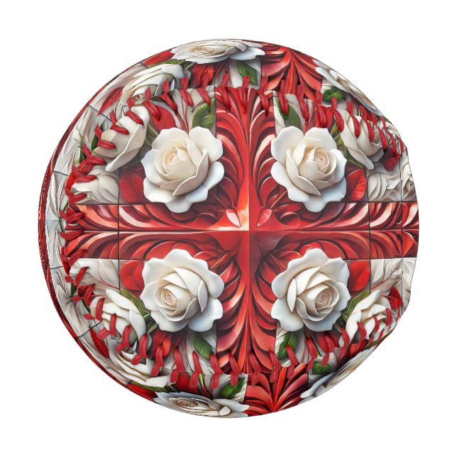 Patriotic baseball with English Roses Design (Front Left)