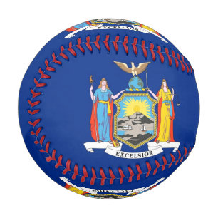 Patriotic baseball with flag of New York