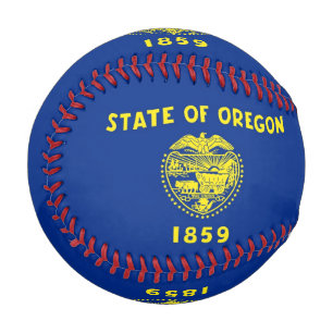 Patriotic baseball with flag of Oregon