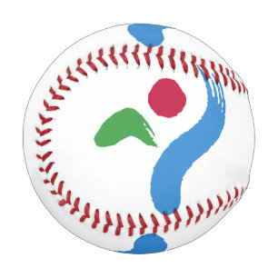 Patriotic baseball with flag of Seoul, South Korea