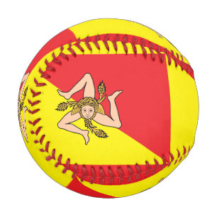 Patriotic baseball with flag of Sicily, Italy