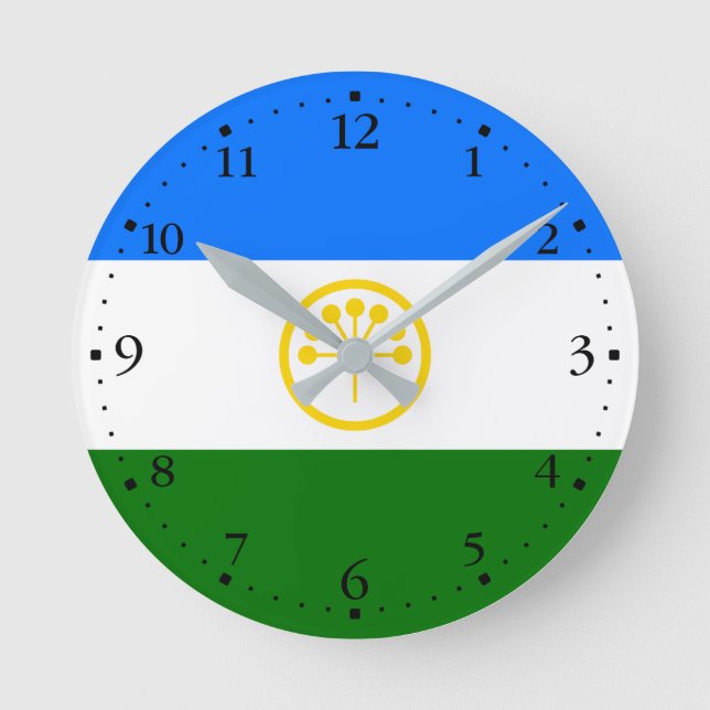 Patriotic Bashkortostan Flag Round Clock (Front)