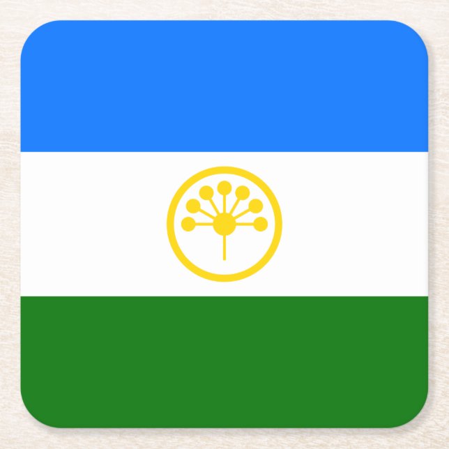 Patriotic Bashkortostan Flag Square Paper Coaster (Front)