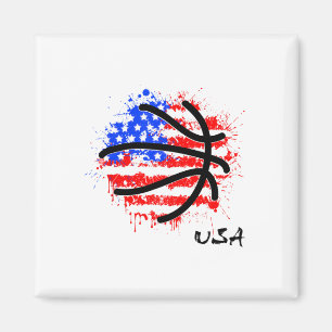 Patriotic Basketball 4th Of July Men Usa American  Magnet