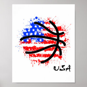 Patriotic Basketball 4th Of July Men Usa American Poster