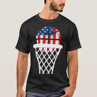 Patriotic Basketball 4Th Of July Us American Flag T-Shirt