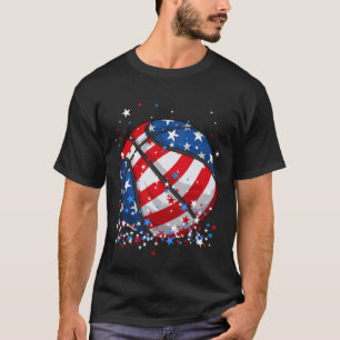 Patriotic Basketball 4th of July USA American Flag T-Shirt