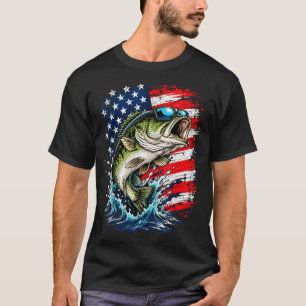 Patriotic bass fishing sunglasses usa flag T-Shirt