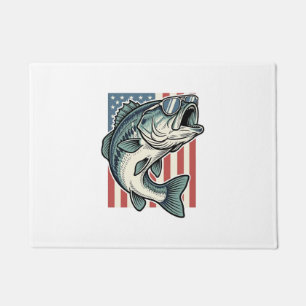 Patriotic Bass Fishing Sunglasses Vintage Vector D Doormat