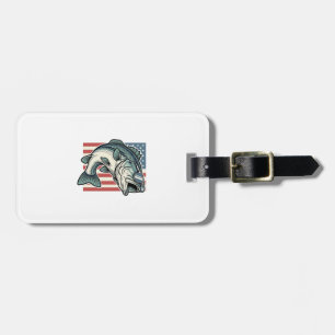 Patriotic Bass Fishing Sunglasses Vintage Vector D Luggage Tag