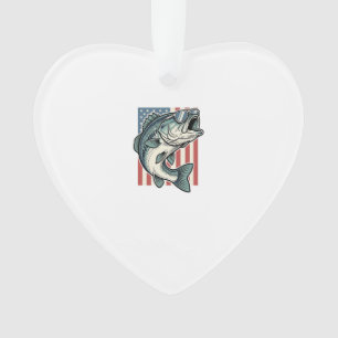 Patriotic Bass Fishing Sunglasses Vintage Vector D Ornament