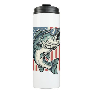 Patriotic Bass Fishing Sunglasses Vintage Vector D Thermal Tumbler
