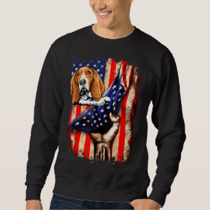 Patriotic Basset Hound American Flag Dog Sweatshirt