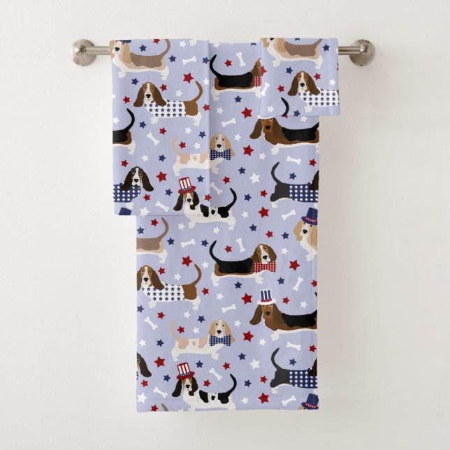 Patriotic Basset Hound Bath Towel Set (Insitu)