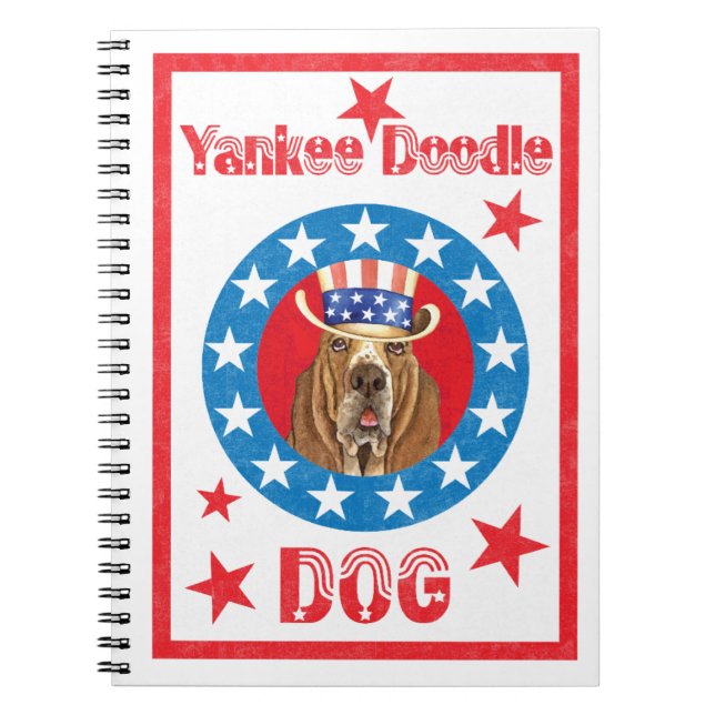 Patriotic Basset Spiral Notebook (Front)