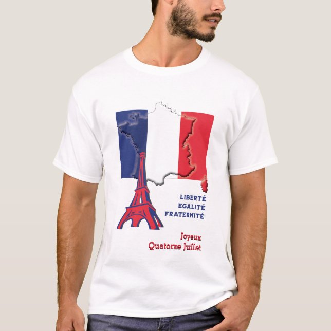 Patriotic BASTILLE DAY French Flag T-Shirt (Front)