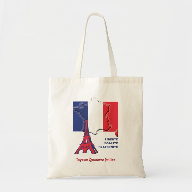 Patriotic BASTILLE DAY French Flag Tote Bag (Front)