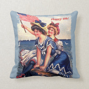 Patriotic Bathing Beauties Pillow