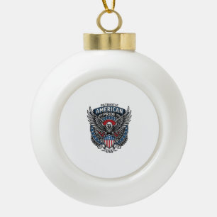 Patriotic Battle Hawk Patriotic Eagle & Hawk 4th o Ceramic Ball Christmas Ornament