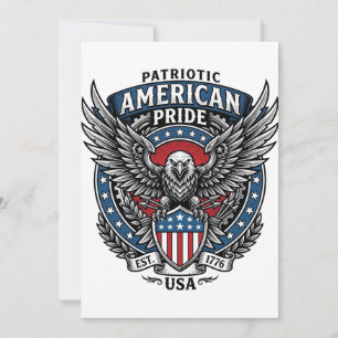 Patriotic Battle Hawk Patriotic Eagle & Hawk 4th o Invitation