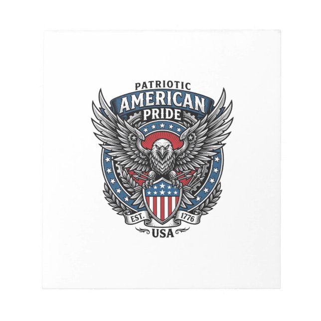 Patriotic Battle Hawk Patriotic Eagle & Hawk 4th o Notepad (Front)