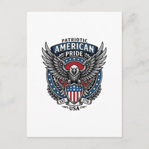 Patriotic Battle Hawk Patriotic Eagle & Hawk 4th o Postcard