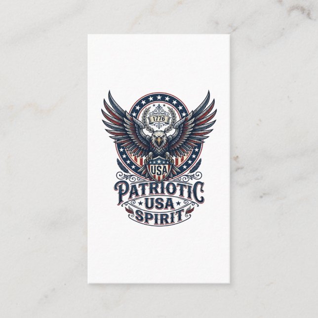 Patriotic Battle Hawk Patriotic Eagle & Hawk Ameri Business Card (Front)