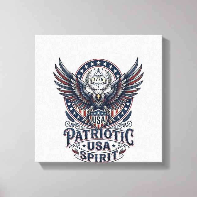 Patriotic Battle Hawk Patriotic Eagle & Hawk Ameri Canvas Print (Front)