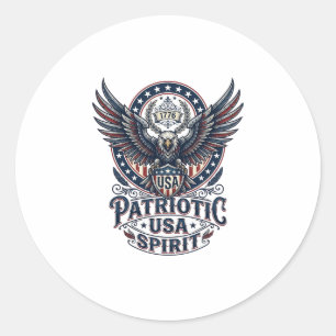 Patriotic Battle Hawk Patriotic Eagle & Hawk Ameri Classic Round Sticker