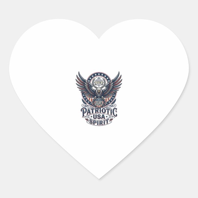 Patriotic Battle Hawk Patriotic Eagle & Hawk Ameri Heart Sticker (Front)
