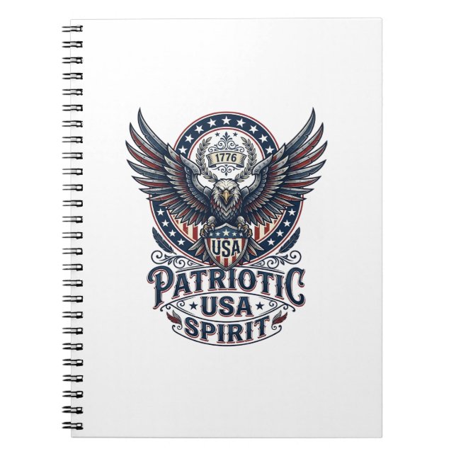 Patriotic Battle Hawk Patriotic Eagle & Hawk Ameri Notebook (Front)