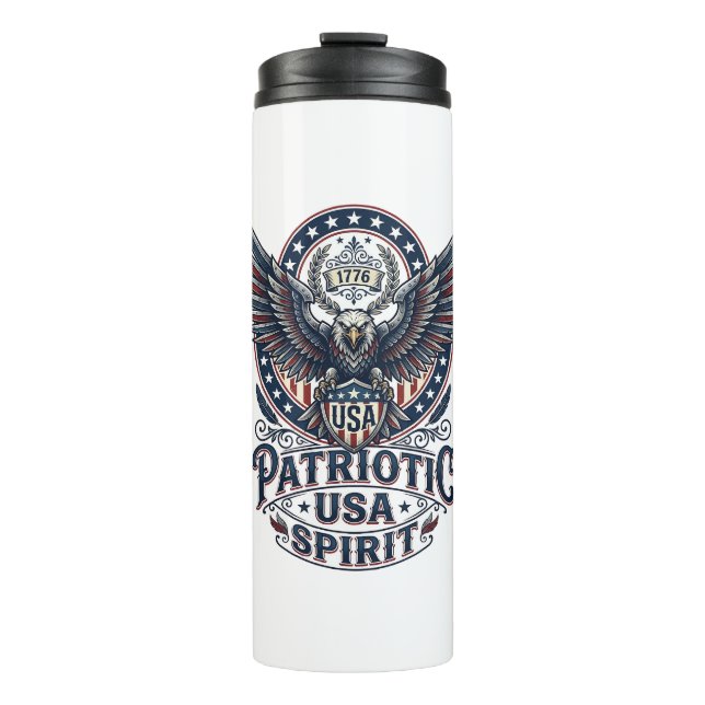 Patriotic Battle Hawk Patriotic Eagle & Hawk Ameri Thermal Tumbler (Front)