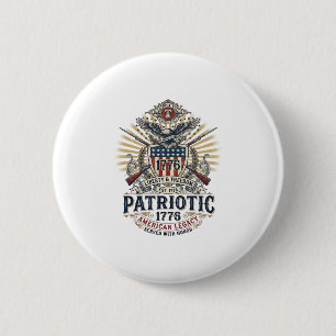 Patriotic Battle Shield 1776 Military Inspired Sym 6 Cm Round Badge