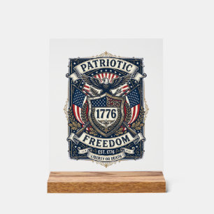Patriotic Battle Shield 1776 Military Inspired Sym Acrylic Sign