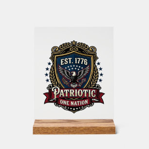 Patriotic Battle Shield 1776 Military Inspired Sym Acrylic Sign