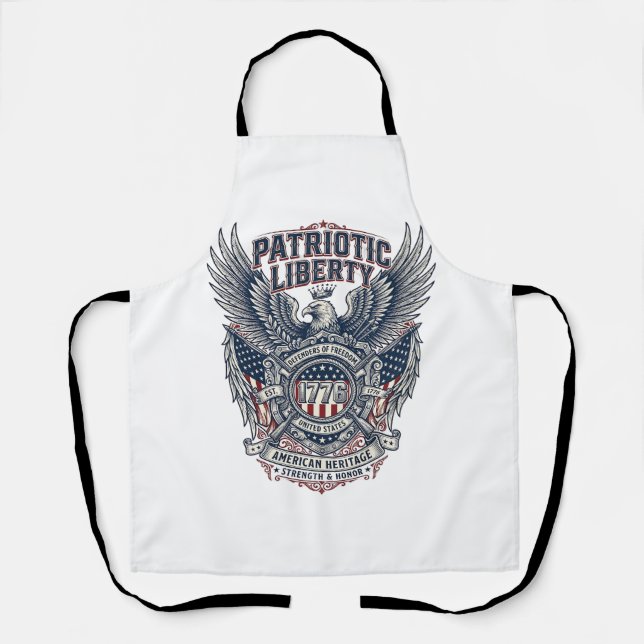 Patriotic Battle Shield 1776 Military Inspired Sym Apron (Front)