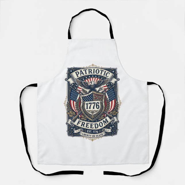 Patriotic Battle Shield 1776 Military Inspired Sym Apron (Front)